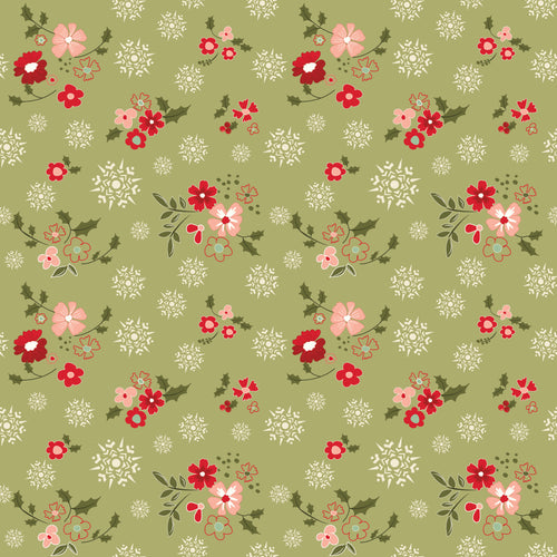 Glisten Winter Flowers Olive by Sandy Gervais