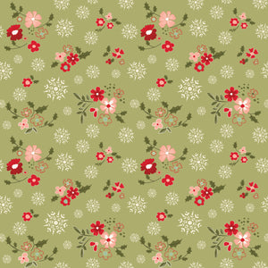 Glisten Winter Flowers Olive by Sandy Gervais