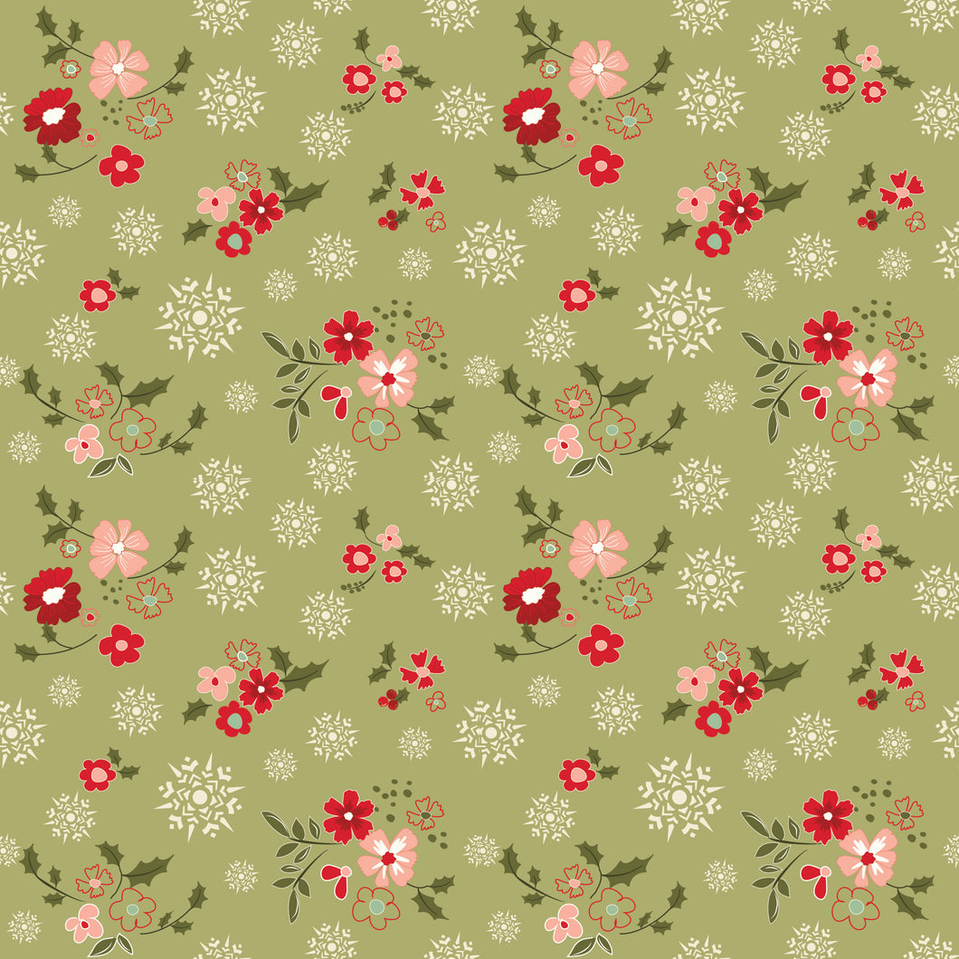 Glisten Winter Flowers Olive by Sandy Gervais