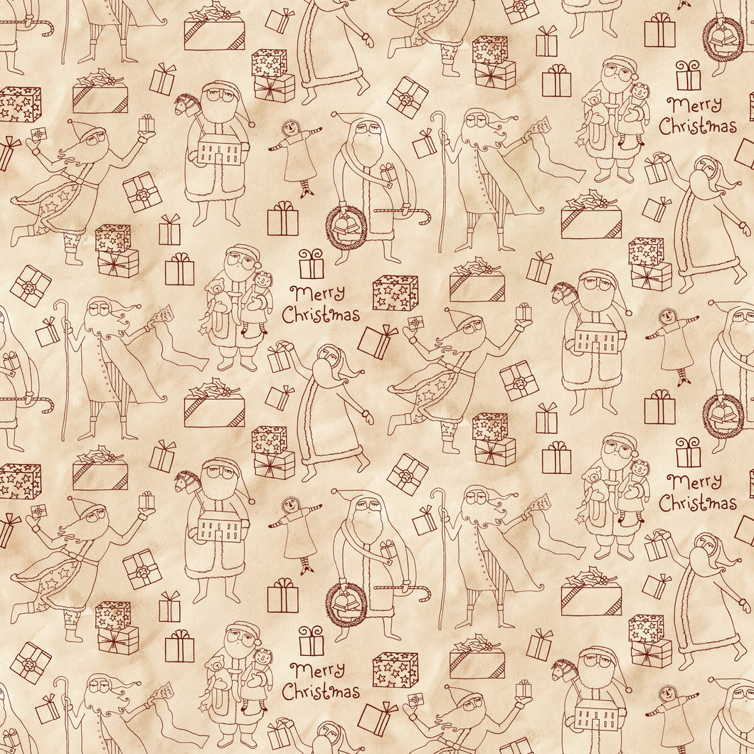 Naughty or Nice Santas and Gifts Parchment by Teresa Kogut