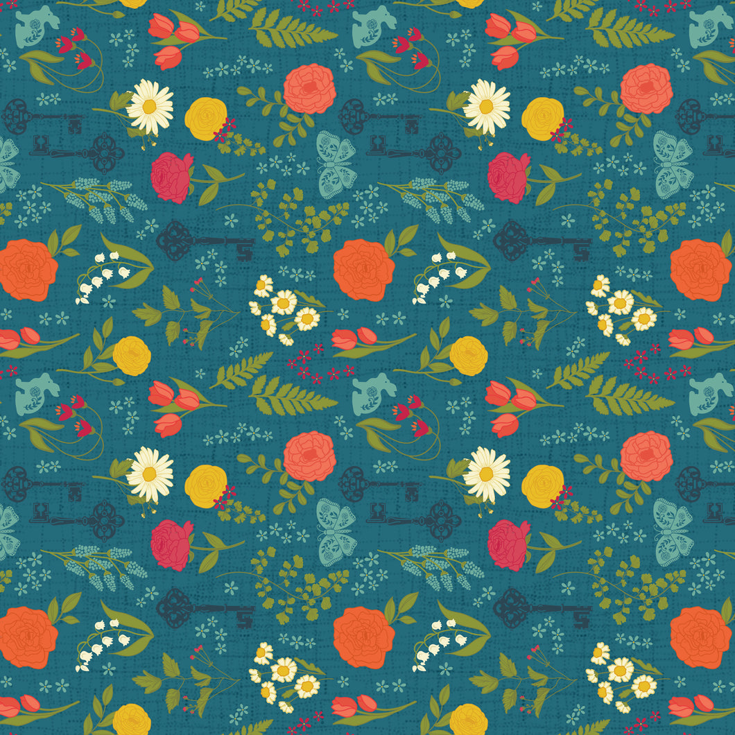 First Blooms Pressed Flowers Denim by Heather Peterson