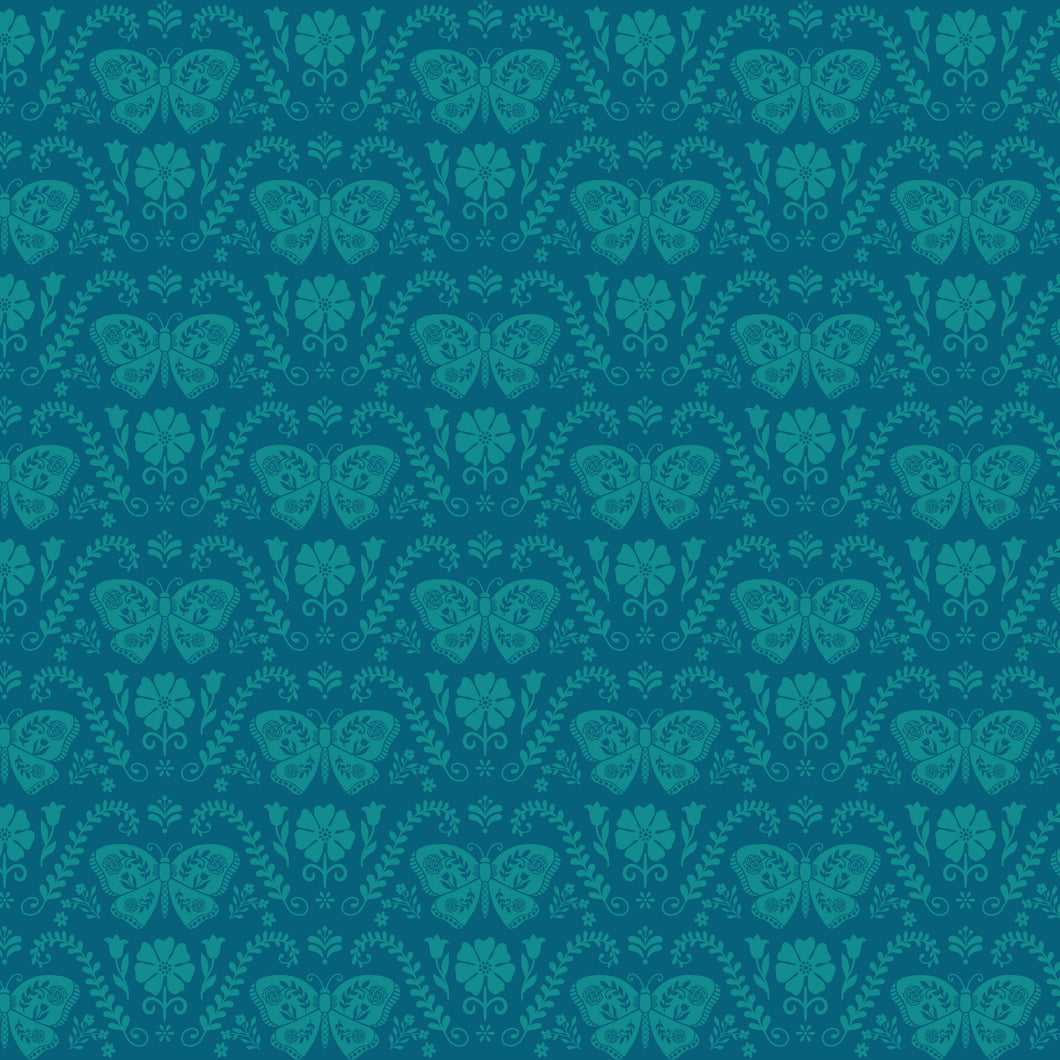 First Blooms Butterflies Denim by Heather Peterson