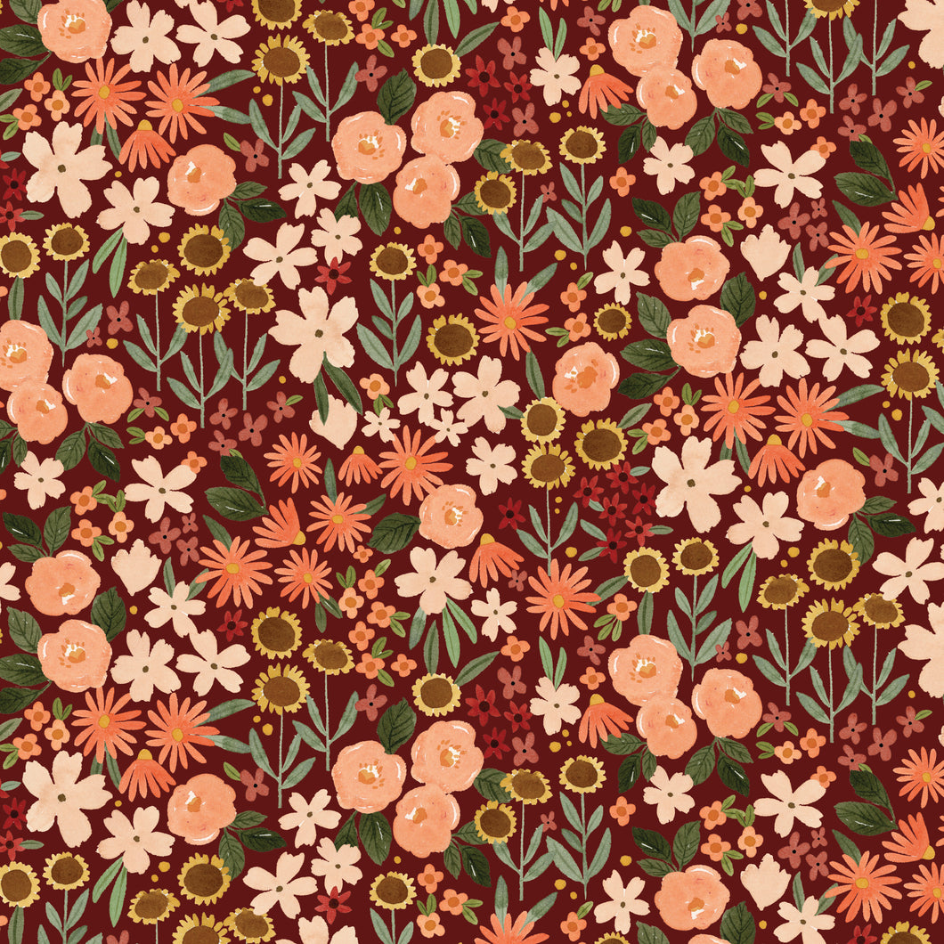 Happy Fall Days Autumn Fields Maroon by Kelsey Carlson