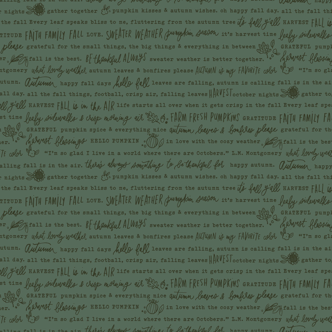 Happy Fall Days Autumn Words Green by Kelsey Carlson