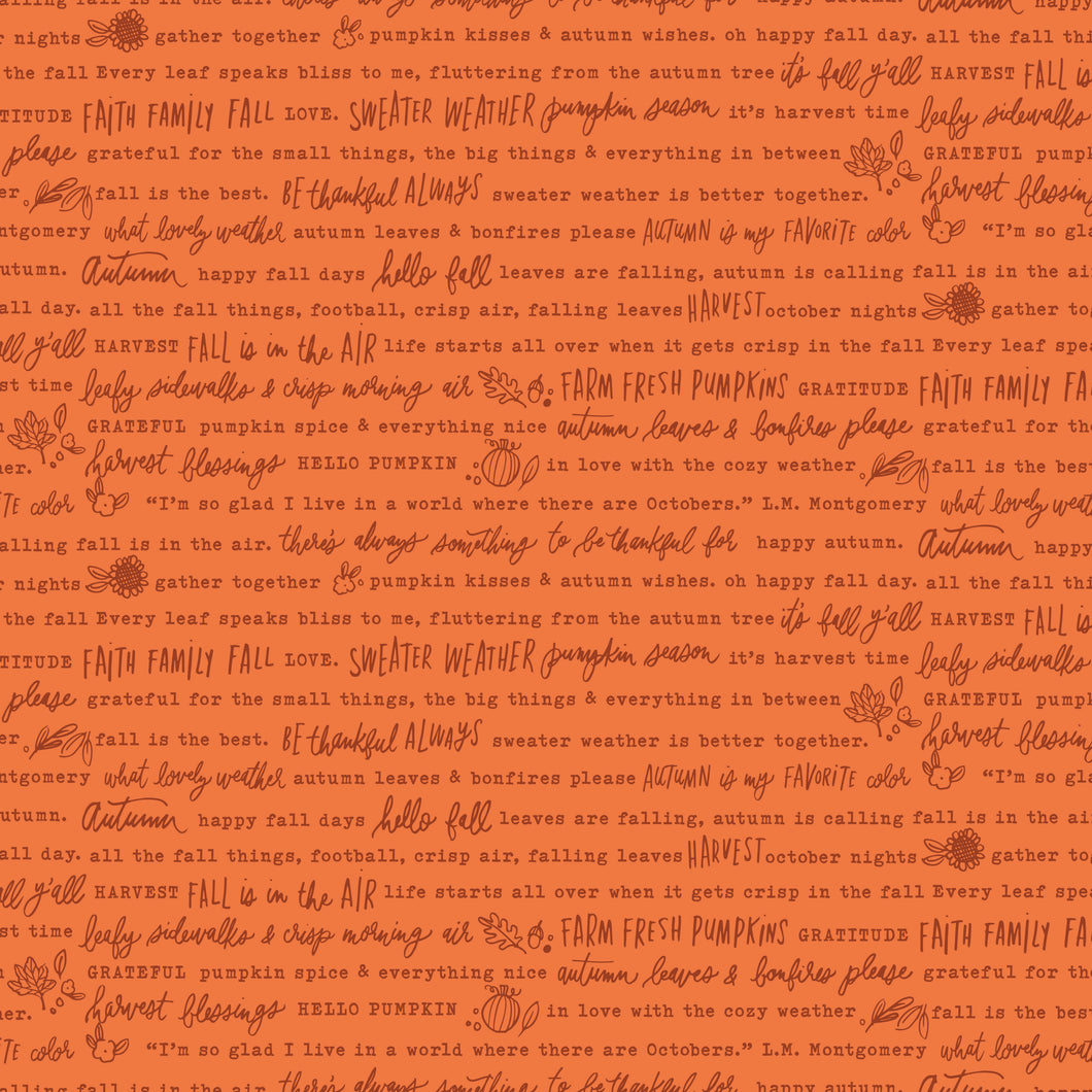 Happy Fall Days Autumn Words Orange by Kelsey Carlson