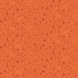 Happy Fall Days Floral Outline Orange by Kelsey Carlson