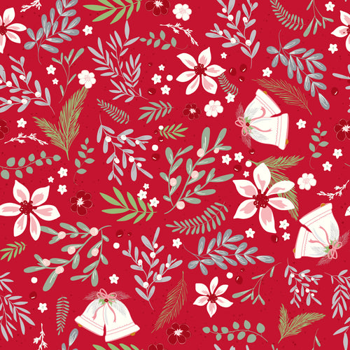 Mistletoe and Holly Main Red by Beverly McCullough