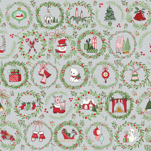 Mistletoe and Holly Wreaths Silver by Beverly McCullough
