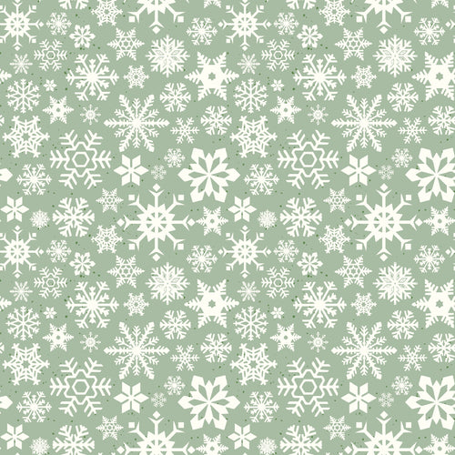 Mistletoe and Holly Snowflakes Sage by Beverly McCullough