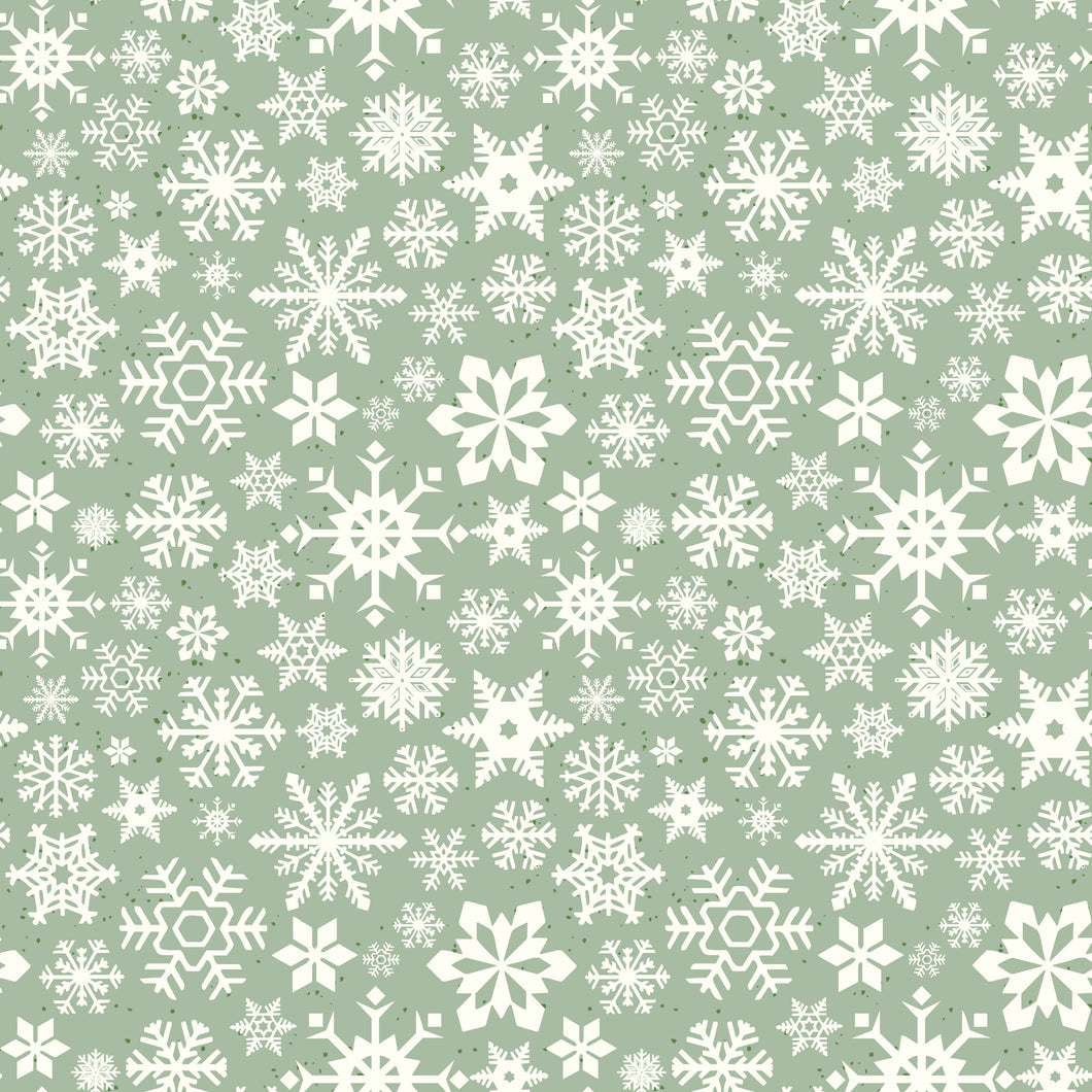 Mistletoe and Holly Snowflakes Sage by Beverly McCullough