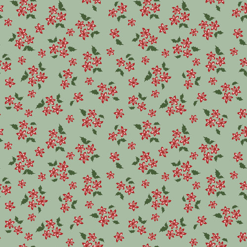 Mistletoe and Holly Floral Sage by Beverly McCullough