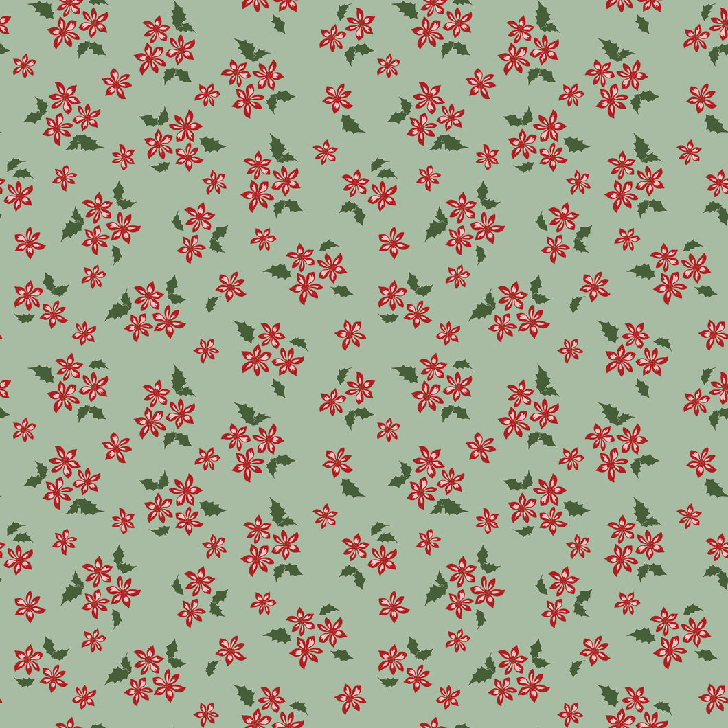 Mistletoe and Holly Floral Sage by Beverly McCullough