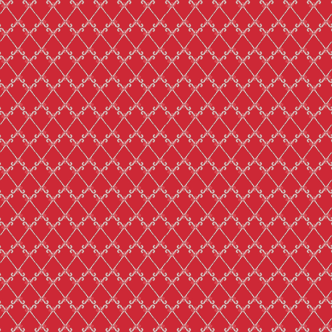Mistletoe and Holly Candy Canes Red by Bverly McCullough