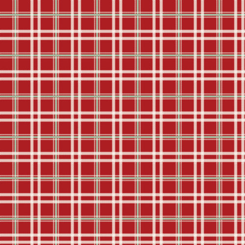 Mistletoe and Holly Plaid Barn Red by Beverly McCullough