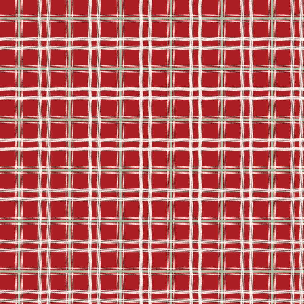 Mistletoe and Holly Plaid Barn Red by Beverly McCullough