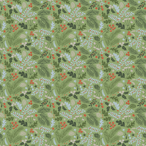 Santa's Tree Farm Berries and Boughs Green by Lisa Audit
