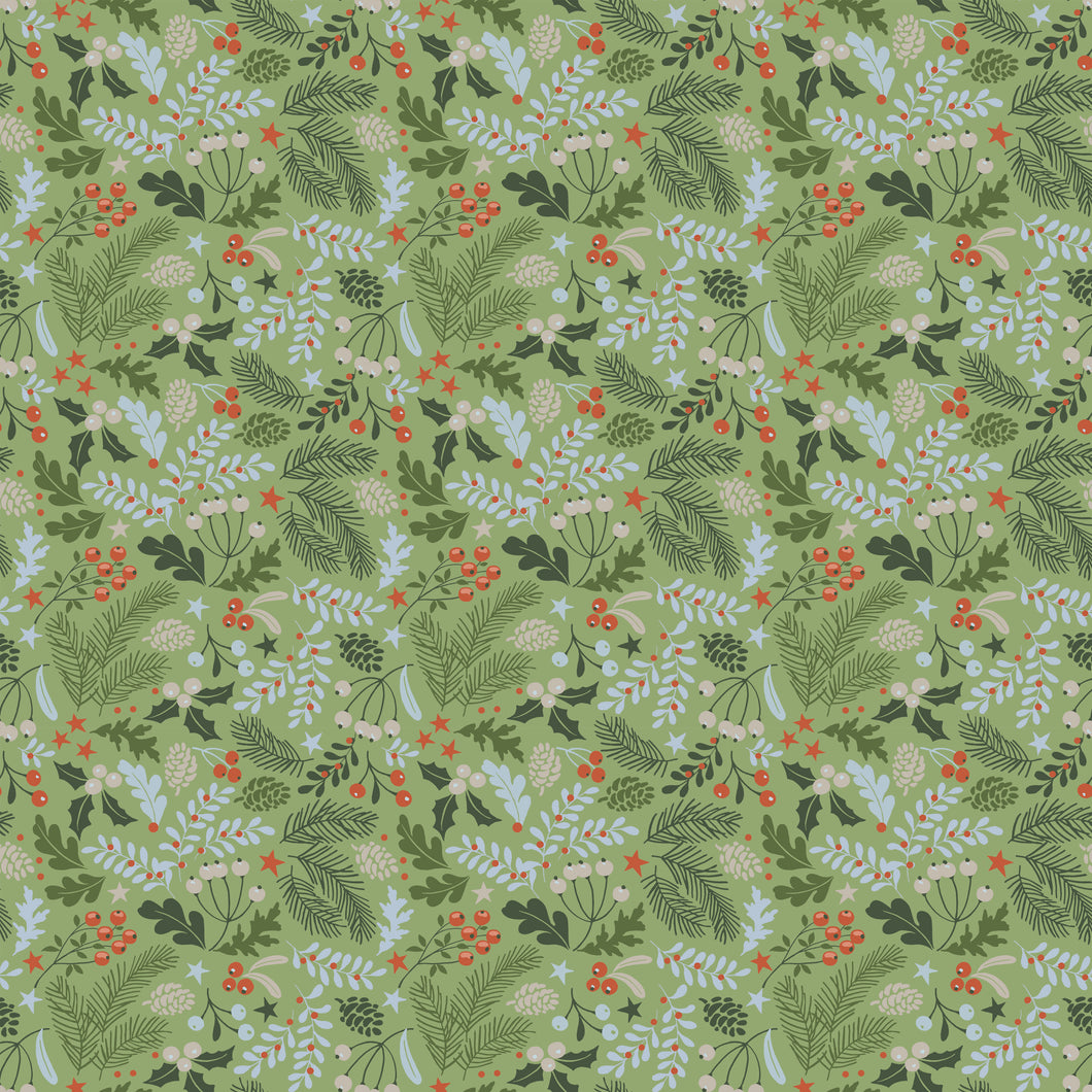 Santa's Tree Farm Berries and Boughs Green by Lisa Audit