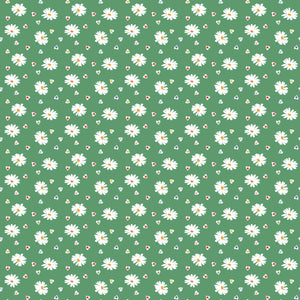 Simple Pleasures Heart Daisies Green by American Jane