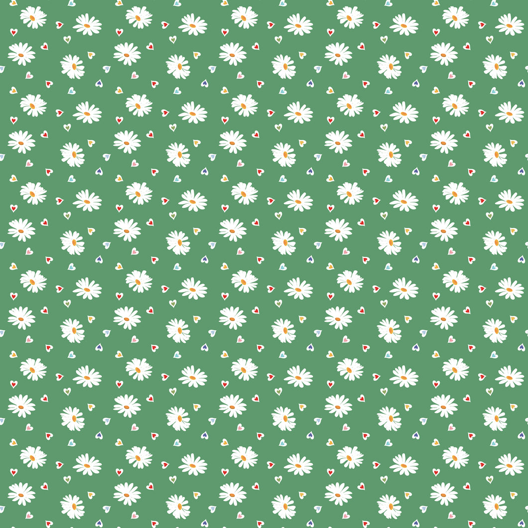 Simple Pleasures Heart Daisies Green by American Jane