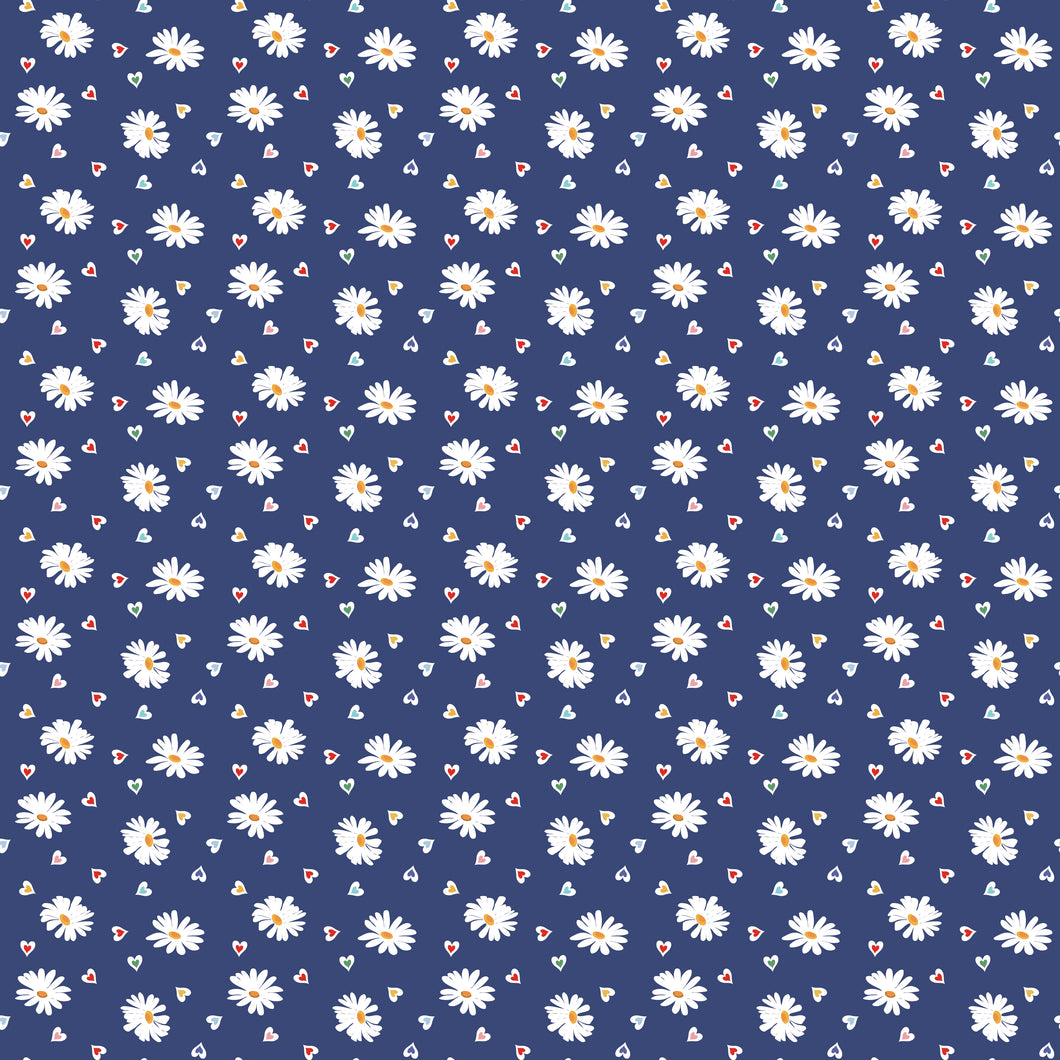 Simple Pleasures Heart Daisies Navy by American Jane