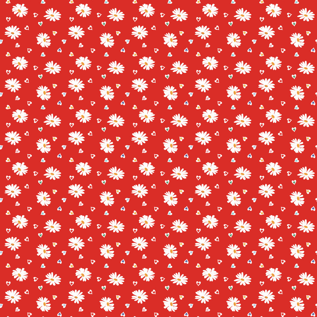 Simple Pleasures Heart Daisies Strawberry by American Jane