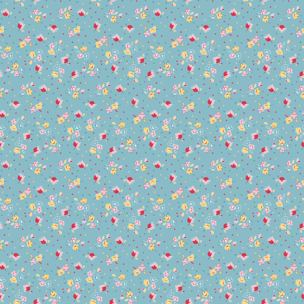 Simple Pleasures Calico Sweet Rose Aqua by American Jane