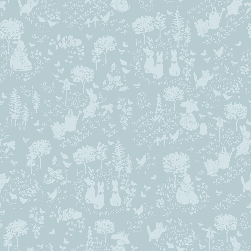 COMING SOON - Peter Rabbit and Benjamin Bunny Tonal Garden Blue by Beatrix Potter for Riley Blake Designs