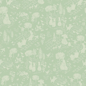 COMING SOON - Peter Rabbit and Benjamin Bunny Tonal Garden Green by Beatrix Potter for Riley Blake Designs