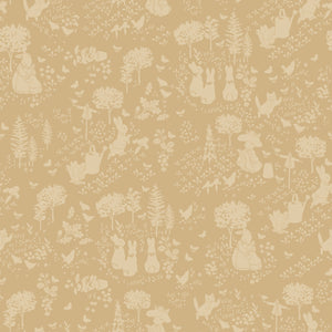 COMING SOON - Peter Rabbit and Benjamin Bunny Tonal Garden Tan by Beatrix Potter for Riley Blake Designs