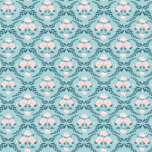 COMING SOON - Correspondence Trellis Damask Aqua by Beverly McCullough