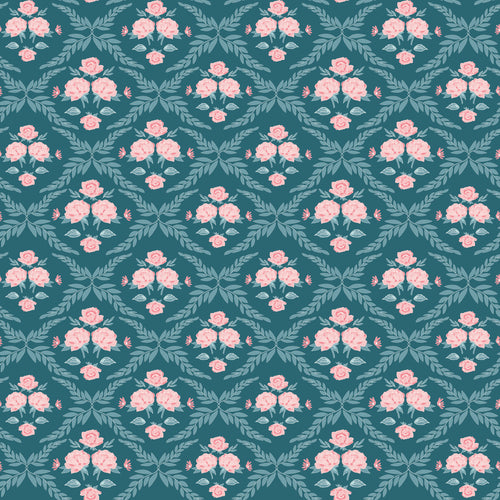 COMING SOON - Correspondence Trellis Damask Colonial Blue by Beverly McCullough