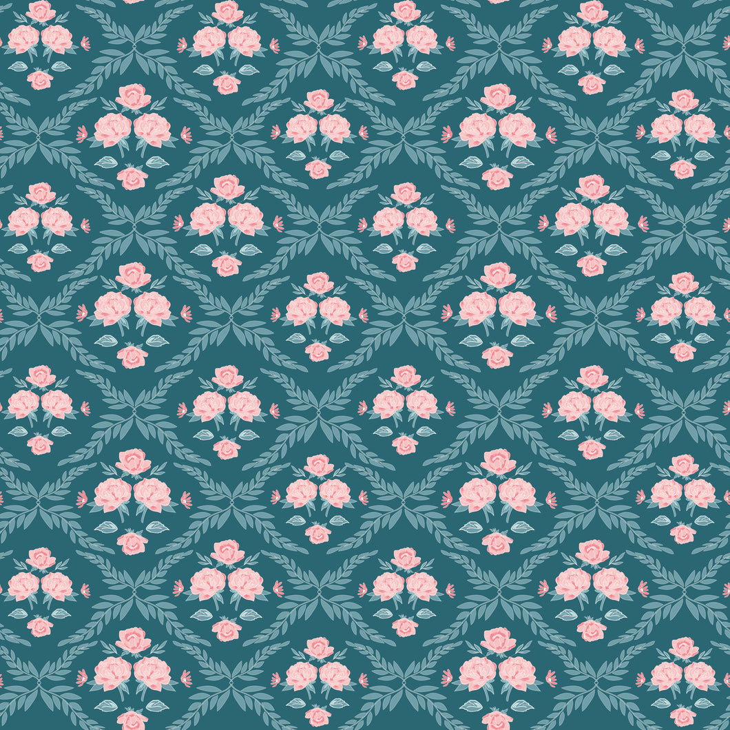 COMING SOON - Correspondence Trellis Damask Colonial Blue by Beverly McCullough