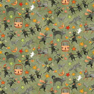 Spooky Cats Green by Teresa Kogut