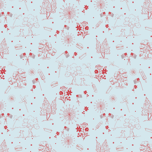 COMING SOON - Firework Fields Independence Toile Light Blue by Gracey Larson