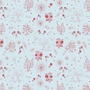 COMING SOON - Firework Fields Independence Toile Light Blue by Gracey Larson