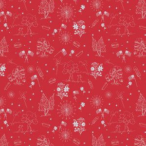 COMING SOON - Firework Fields Independence Toile Red by Gracey Larson