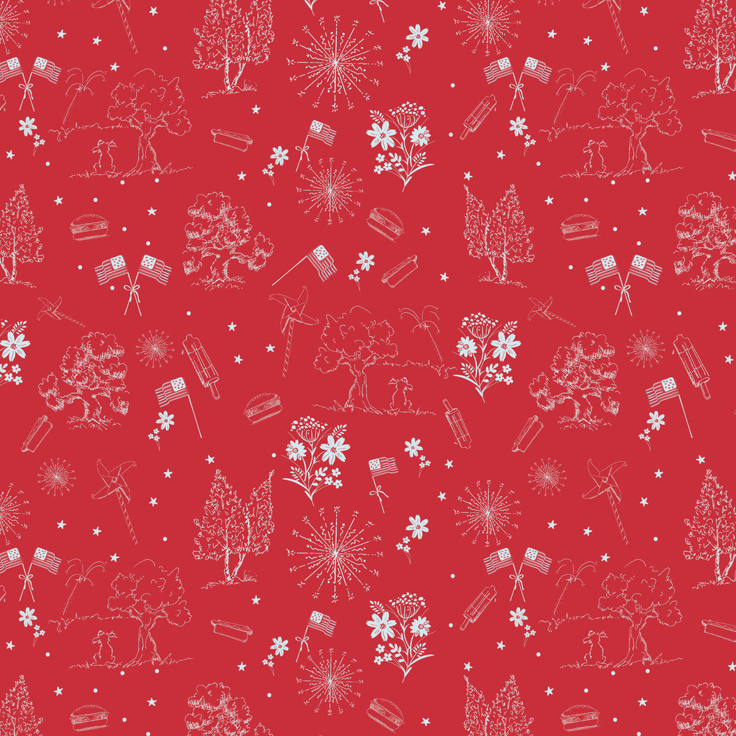 COMING SOON - Firework Fields Independence Toile Red by Gracey Larson