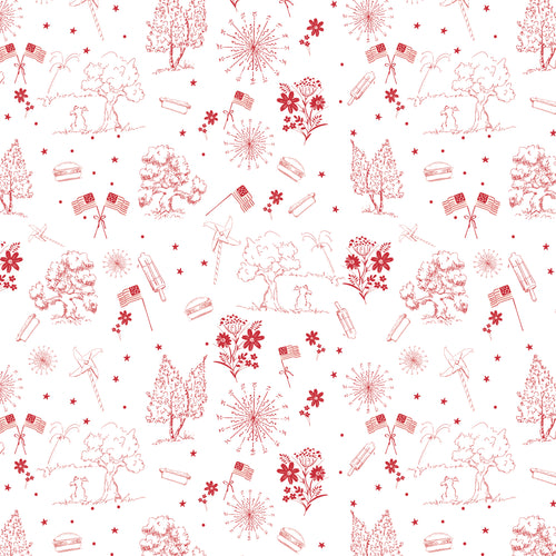 COMING SOON - Firework Fields Independence Toile White by Gracey Larson