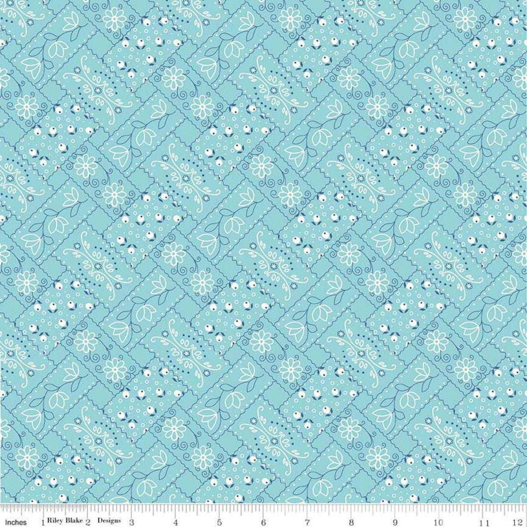 Farm Girl Vintage - Bandana Aqua by Lori Holt