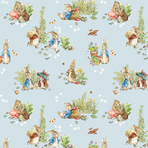 COMING SOON - Peter Rabbit and Benjamin Bunny Main Blue by Beatrix Potter for Riley Blake Designs