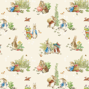 COMING SOON - Peter Rabbit and Benjamin Bunny Main Cream by Beatrix Potter for Riley Blake Designs