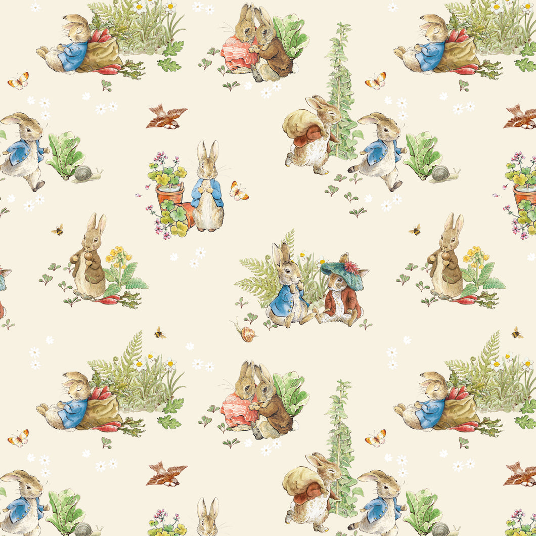 COMING SOON - Peter Rabbit and Benjamin Bunny Main Cream by Beatrix Potter for Riley Blake Designs