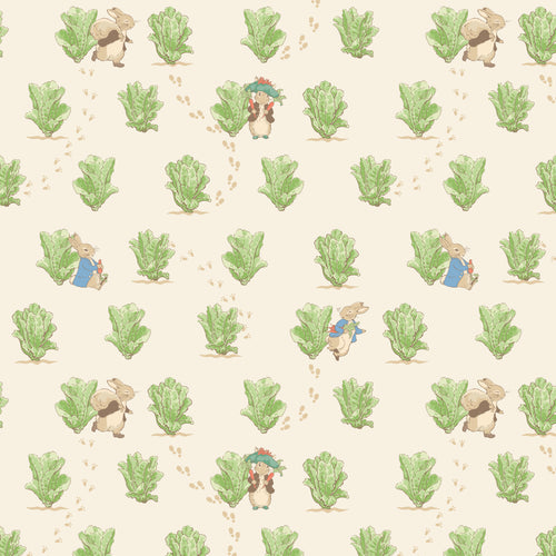 COMING SOON - Peter Rabbit and Benjamin Bunny Lettuce Patch Cream by Beatrix Potter for Riley Blake Designs