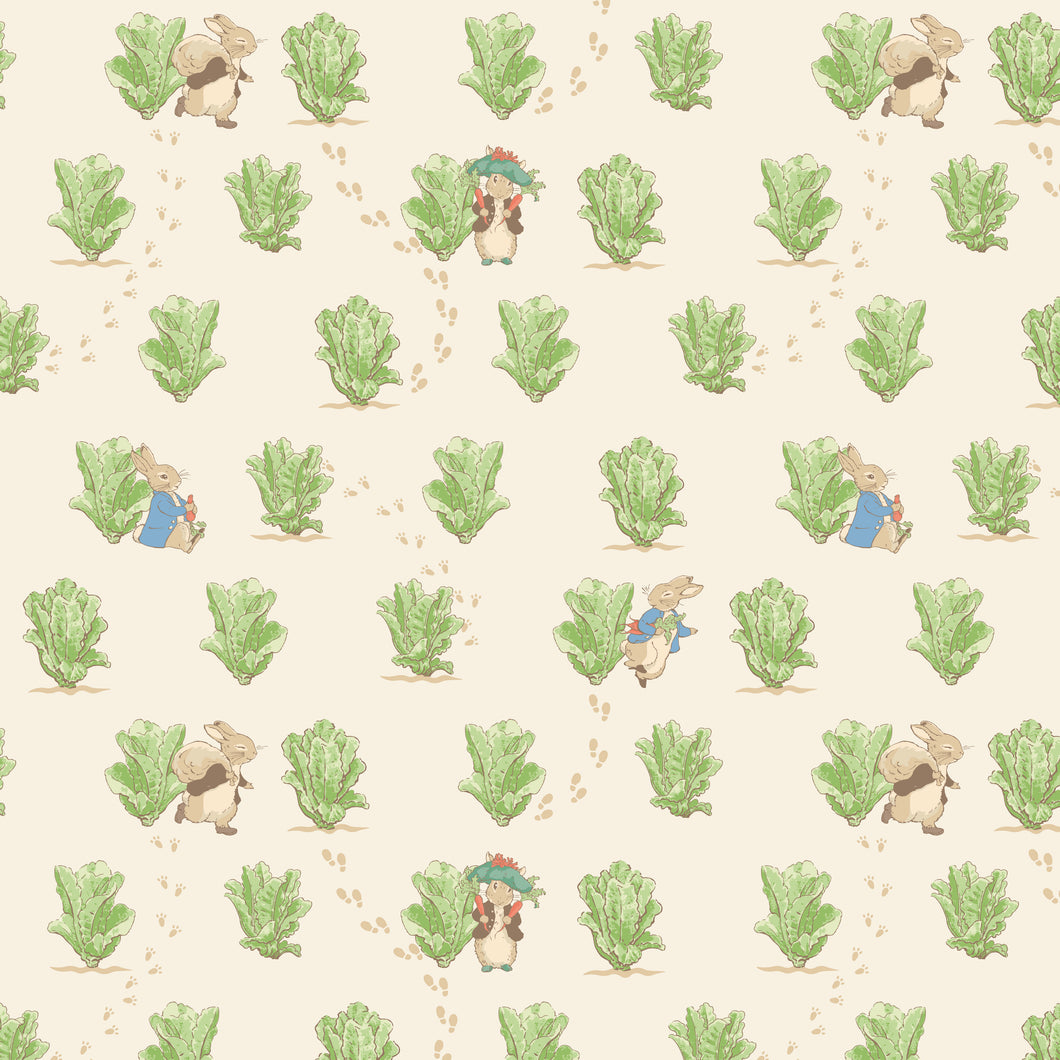 COMING SOON - Peter Rabbit and Benjamin Bunny Lettuce Patch Cream by Beatrix Potter for Riley Blake Designs