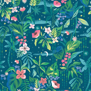 Forever Neverland Tropical Floral Night by Jill Howarth