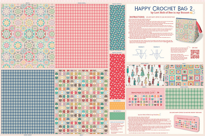 Chunky Thread Happy Crochet Bag Panel 2 by Lori Holt – Happy