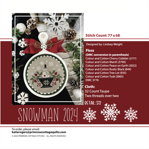 Snowman 2024 by Primrose Cottage Stitches