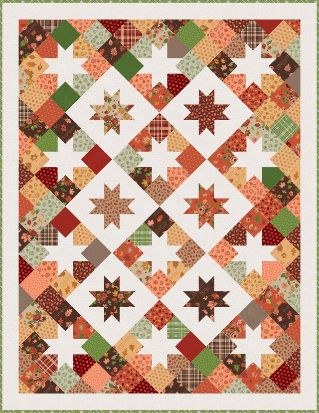 RESERVATION - Cozy Autumn Echo Stars Quilt Kit by Beverly McCullough