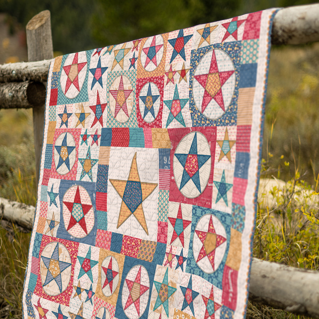 Americana Farmhouse Star Machine Embroidery Quilt Kit (Fabric + USB Pattern) by Lori Holt