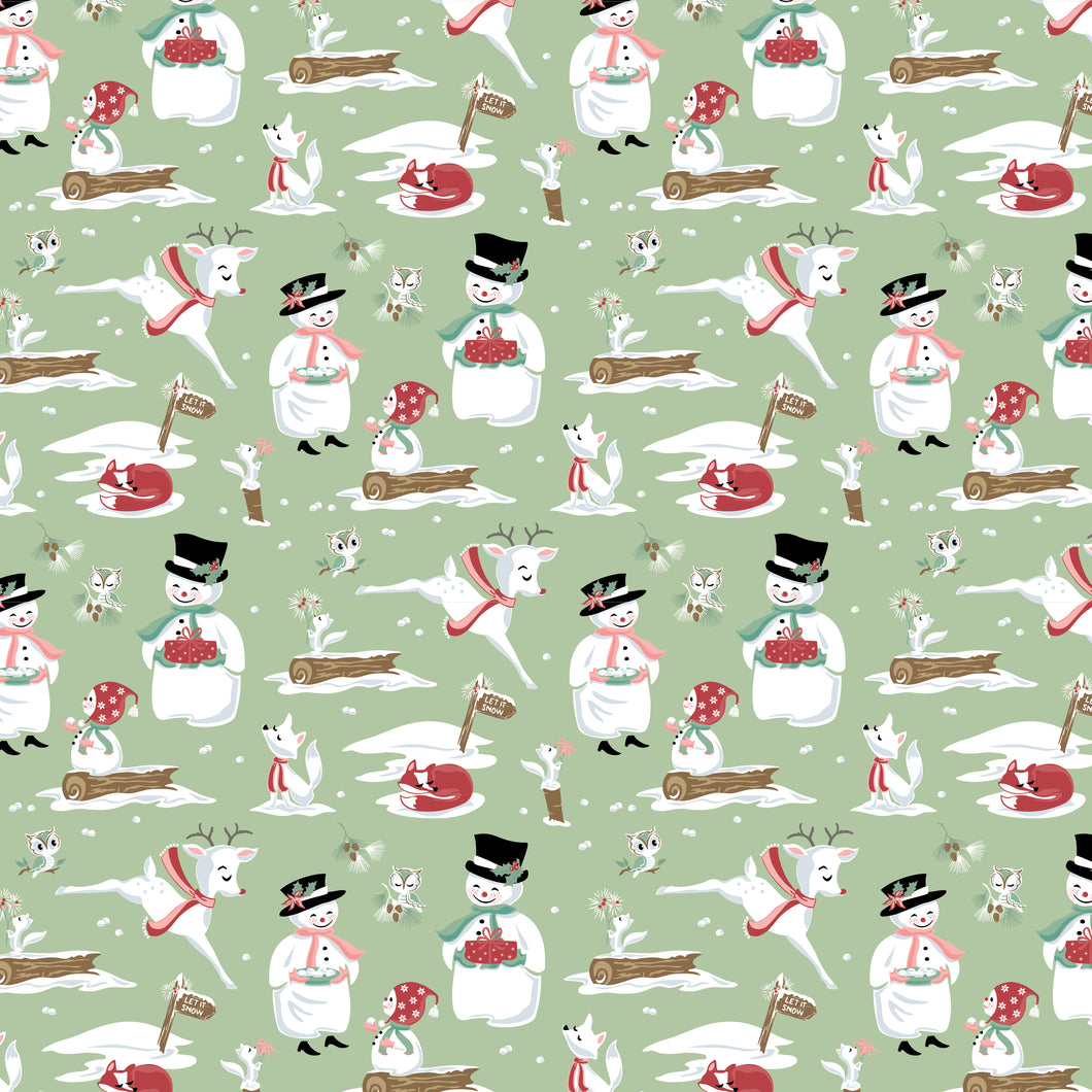 Frost and Flurry Mr & Mrs Flurry Mint by Sheri McCulley for Poppie Cotton
